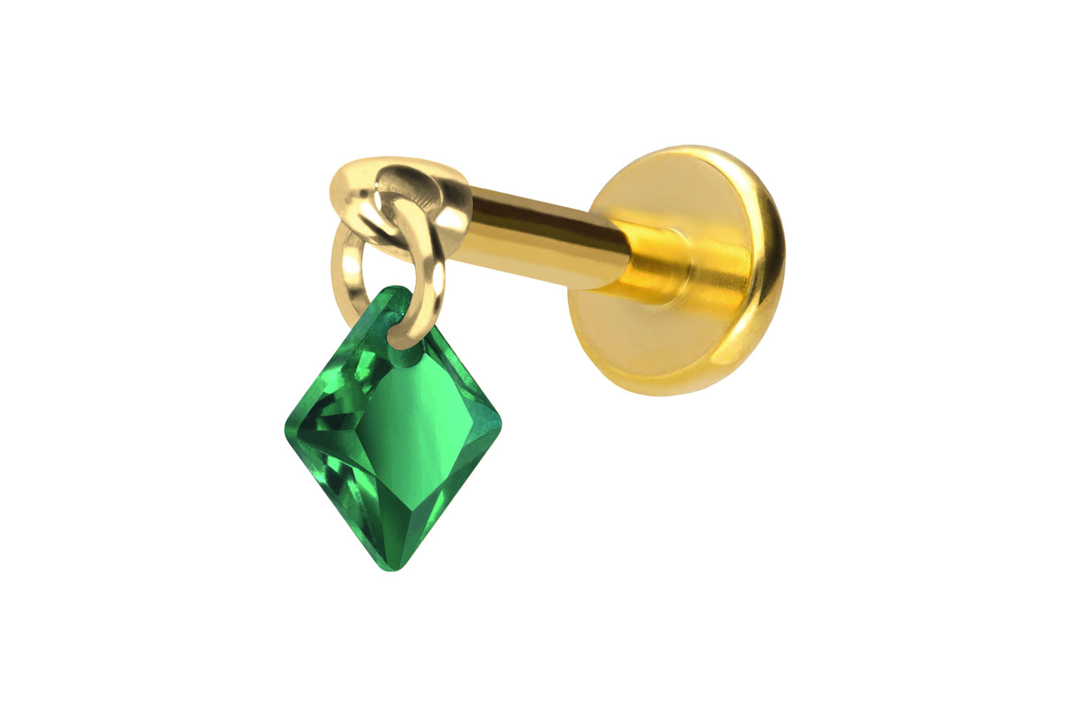 Titan Labret Piercing mit Push Fit KRISTALLQUADRAT